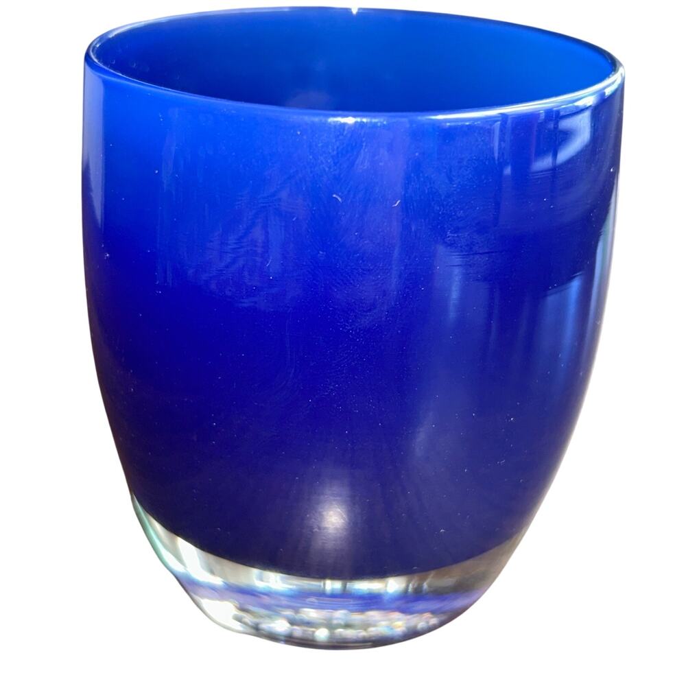 Cobalt blue glassy baby glass votive candle holder